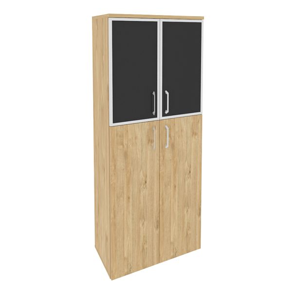 Onix Шкаф высокий широкий O.ST-1.7 R black Тиквуд светлый/Стекло black 800*420*1977 - Вид 1