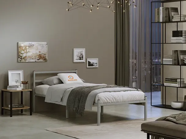 Кровать металлическая Лофт КОМПАКТ 1200*2000, цвет серый - Вид 4