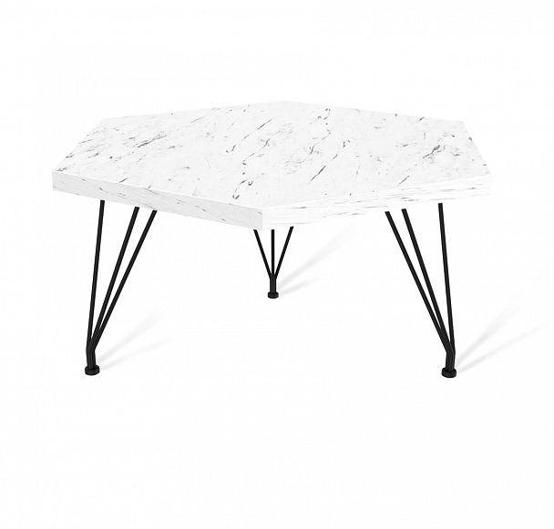 Столик журнальный SHT-TU29/H36/TT20 ЛДСП 60/60 черный муар/мрамор каррара белый - Вид 2