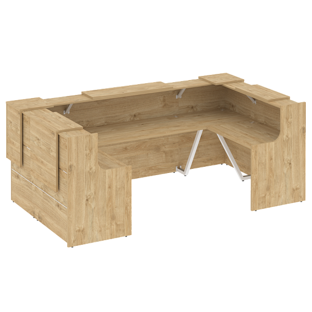 Ресепшн П-образный "Onix" O.R-K-36 тиквуд светлый/белый - Вид 1