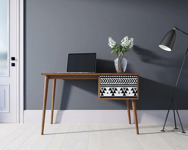 Стол рабочий Berber принт 19 с одной тумбой арт BB20/Print_19 - Вид 4