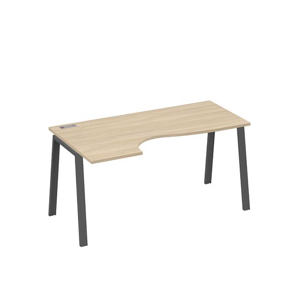 Стол эргономичный левый "Классика" на металлокаркасе TRE A4 А4 Б3 045 БП дуб скандинавский / металлокаркас антрацит - Вид 1