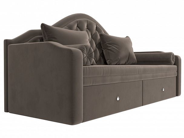 Прямой диван софа Сойер (полностью велюр коричневый) - Вид 3