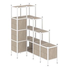 Loft Угловой внутренний стеллаж наборный VR.L-42 Дуб аттик/Белый металл 862*1694*1869 - Фото предпросмотра