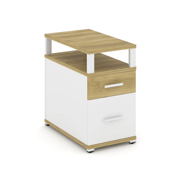 Concept Тумба приставная 1 ящ.+1 распаш. фасад с надставкой CN.TGP-002 W Дуб Винченцо/Белый Бриллиант/Металл Белый 420*720*750 - Вид 1