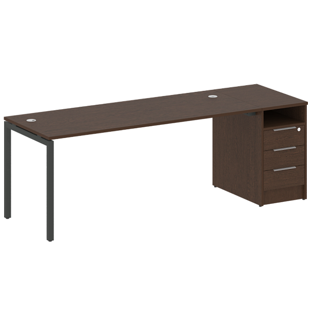 Metal System Quattro Р. ст. с тумбой на П-образном м/к 40БП.РС-СТП-1.5 Венге/Антрацит металл 2212*720*750 - Вид 1