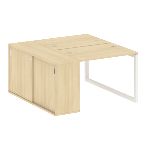 Metal System Quattro Р. ст. с шкафом-купе на О-образном м/к 50БО.РС-СШК-1.1 Т Акация/Белый металл 1410*1475*750 - Вид 1