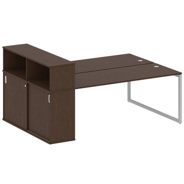 Metal System Quattro Р. ст. с шкафом-купе на О-образном м/к 40БО.РС-СШК-2.5 Т Венге/Серый металл 2210*1475*1098 - Вид 1