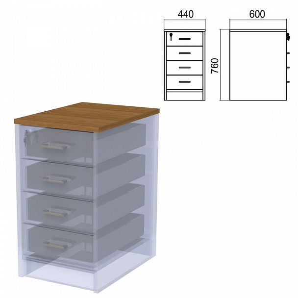 Крышка для тумбы приставной (АТ-07) "Арго", 440х600х22 мм, орех - Вид 1
