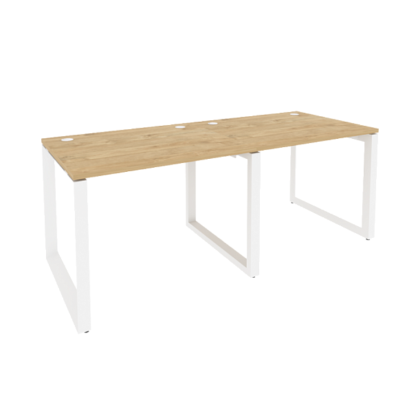Onix Рабочая станция на О-образном м/к O.MO-RS-2.1.8 Тиквуд светлый/Белый металл 1960*800*750 - Вид 1