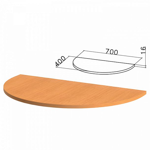 Стол приставной полукруг "Фея", 700х400х750 мм, БЕЗ ОПОРЫ, орех милан,ПФ10.5 - Вид 1