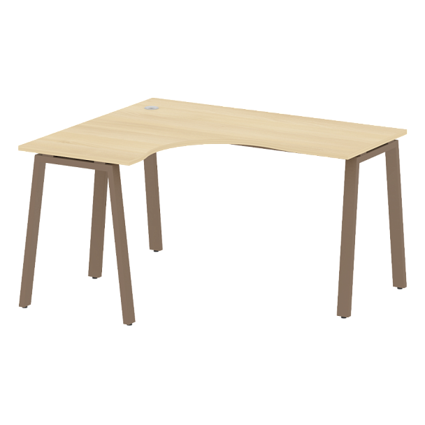 Metal System Стол криволинейный левый на А-образном м/к БА.СА-3 (L) Акация/Мокко металл 1400*1200*750 - Вид 1