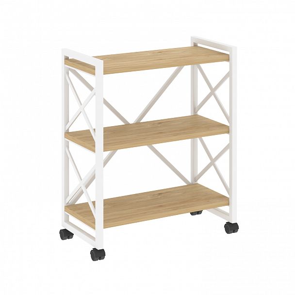 Стеллаж на колесах "Loft" VR.L-MST.K-3.8 тиквуд светлый/белый - Вид 1