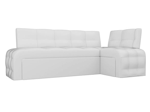 Кухонный угловой диван Люксор правый (полностью экокожа белая) - Вид 1