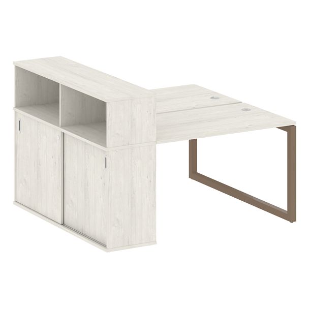 Metal System Quattro Р. ст. с шкафом-купе на О-образном м/к 50БО.РС-СШК-2.2 Т Дуб наварра/Мокко металл 1610*1475*1098 - Вид 1