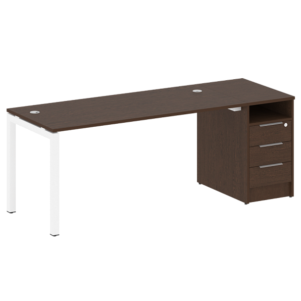 Metal System Quattro Р. ст. с тумбой на П-образном м/к 50БП.РС-СТП-1.4 Венге/Белый металл 2012*720*750 - Вид 1