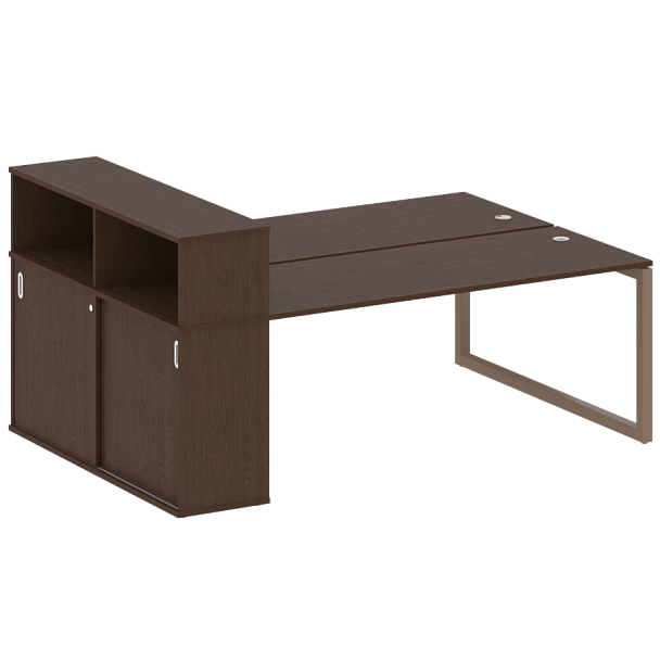 Metal System Quattro Р. ст. с шкафом-купе на О-образном м/к 50БО.РС-СШК-2.5 Т Венге/Мокко металл 2210*1475*1098 - Вид 1