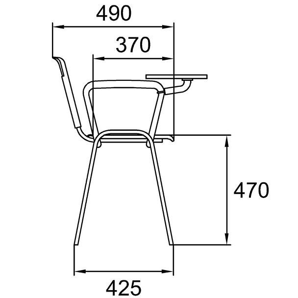 Конференц - стул Sigma Carry c подлокотниками и столиком, голубой - Вид 2