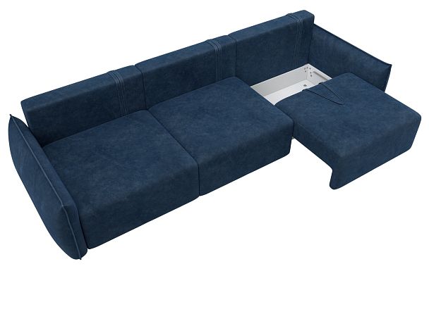 Диван прямой Лига-051 НПБ Лонг Велюр синий - Вид 7