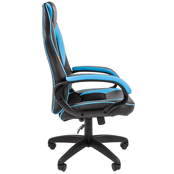 Кресло CHAIRMAN GAME 16, экокожа, черный/голубой - Вид 4