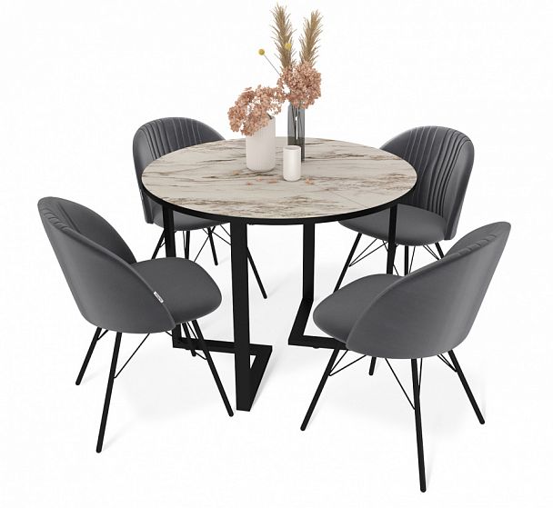 Обеденная группа Sheffilton SHT-DS230 браун стоун/угольно-серый/черн.муар - Вид 1