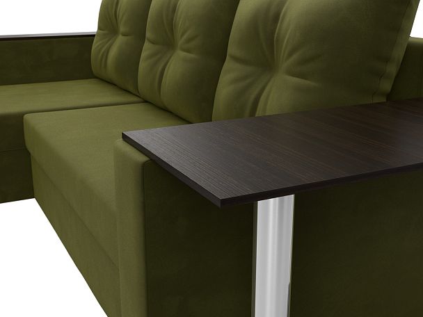 Угловой диван Атланта Лайт левый (полностью микровельвет зеленый) - Вид 4