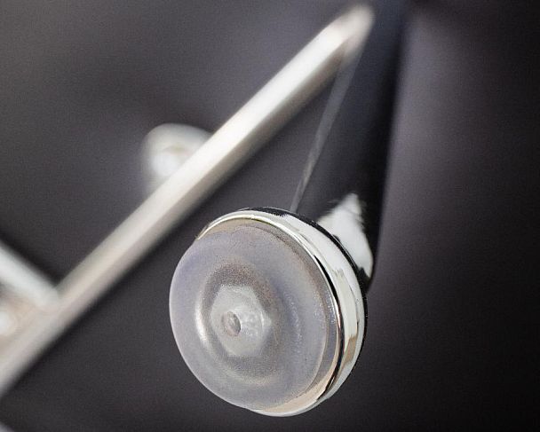 Кресло дизайнерское DOBRIN EMILY (черный винил YP16, хромированная сталь) - Вид 9