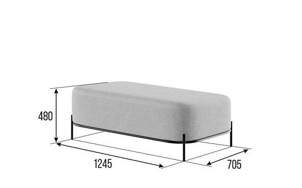 Jive Диван двухместный без спинки JVE-4 Teddy 917/Металл Черный 1250*720*480 - Вид 2