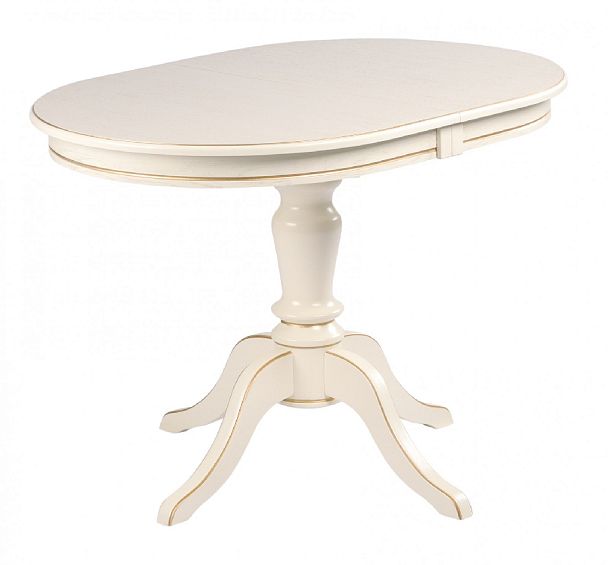 Обеденная группа стол Анфея 110(150)х75х76 Слоновая кость с золотой патиной и 4 стула Арктос Слоновая кость с золотой патиной/Бежевый жаккард - Вид 2