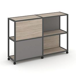 Shelf Mobile Стеллаж 3 уровня 2 секции VR.LT-STK-314.06 Дуб Аттик/Металл Антрацит/W-11 1170*400*1046 - Фото предпросмотра