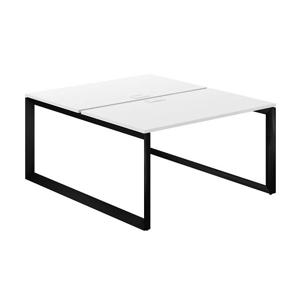Рабочая станция 1400х1638х750 / профиль: 59х59 черный; столешница: белый Призма / Prizma - Вид 1