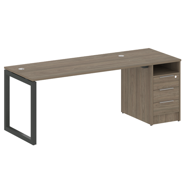 Metal System Quattro Р. ст. с тумбой на О-образном м/к 50БО.РС-СТП-1.4 Вяз/Антрацит металл 2012*720*750 - Вид 1