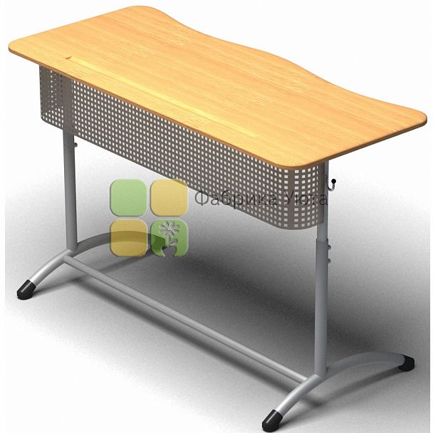 Парта двухместная ЭКСТРА (Р) с перф. экраном рег., без наклона (5-7 гр) - Вид 1