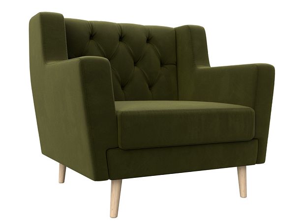 Кресло Брайтон Люкс (полностью микровельвет зеленый) - Вид 1