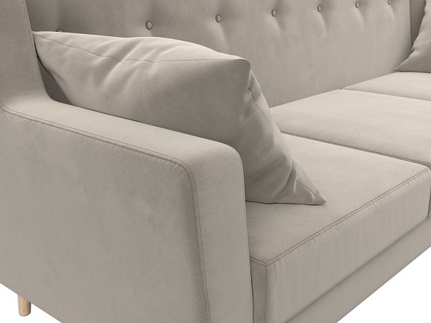 Прямой диван Брайтон 3 (полностью микровельвет бежевый) - Вид 4