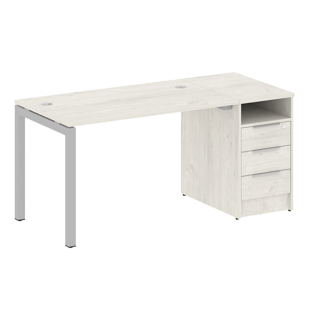 Metal System Quattro Р. ст. с тумбой на П-образном м/к 50БП.РС-СТП-1.2 Дуб наварра/Серый металл 1612*720*750 - Вид 1