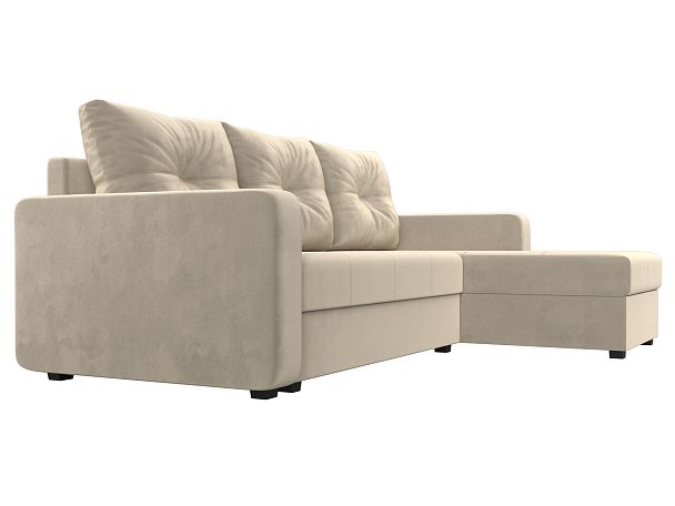 Диван угловой Ливерпуль Лайт правый угол Микровельвет бежевый - Вид 3