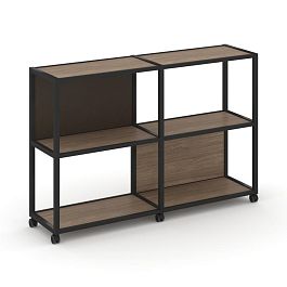 Shelf Mobile Стеллаж 3 уровня 2 секции VR.LT-STK-312.10 Дуб Аризона/Металл Черный/W-25 1970*400*1046 - Фото предпросмотра