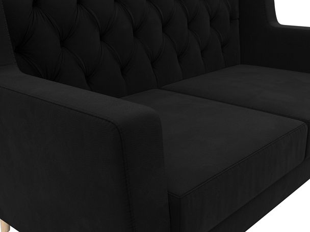 Прямой диван Брайтон 2 Люкс (полностью микровельвет черный) - Вид 4