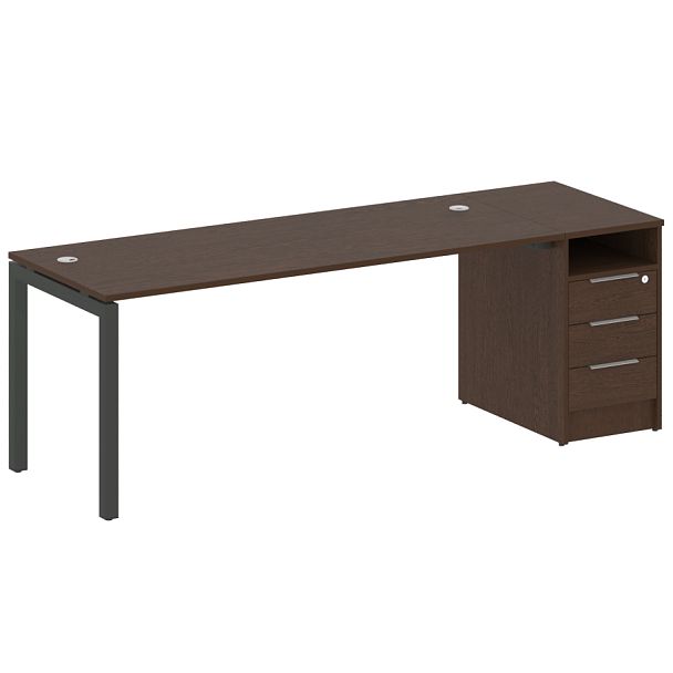 Metal System Quattro Р. ст. с тумбой на П-образном м/к 50БП.РС-СТП-1.5 Венге/Антрацит металл 2212*720*750 - Вид 1