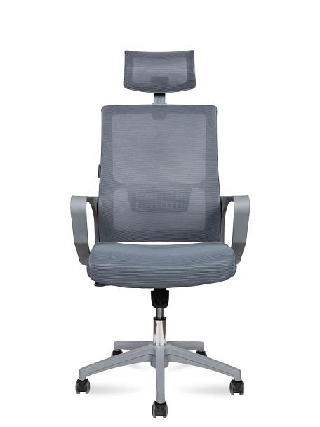 Кресло офисное / Max Grey / серый пластик / серая сетка / серая ткань - Вид 2