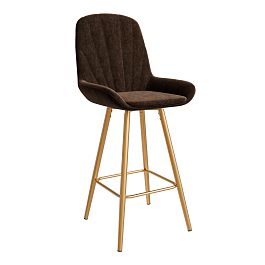 Стул ЮККИ Основание №5 Барный конус Золотое Велюр тип 2 Какао - Фото предпросмотра