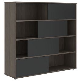 Шкаф с дверьми купе VMCS 1615 Яшма черный/Дуб Сильвер 1600х450х1517 VELION - Фото предпросмотра