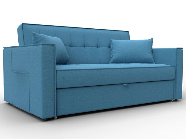 Диван прямой Лига-104 (140) Рогожка голубой - Вид 1
