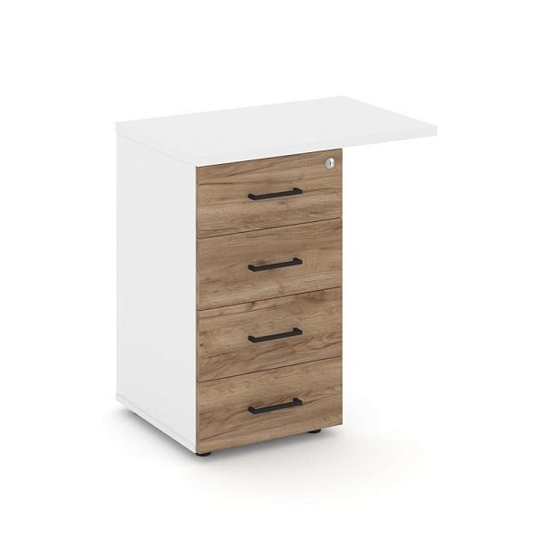 Стайл Проджект Тумба приставная SN.TPP-002 Белый/Белый/Дуб Табак/Черный Ручки 416/700*460*750 - Вид 1