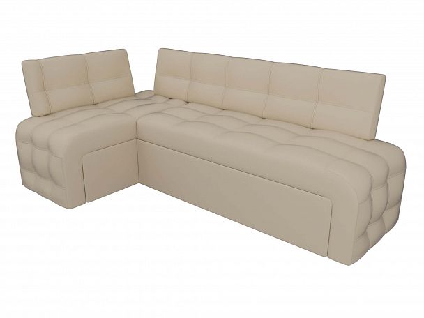 Кухонный угловой диван Люксор левый (полностью экокожа бежевая) - Вид 4