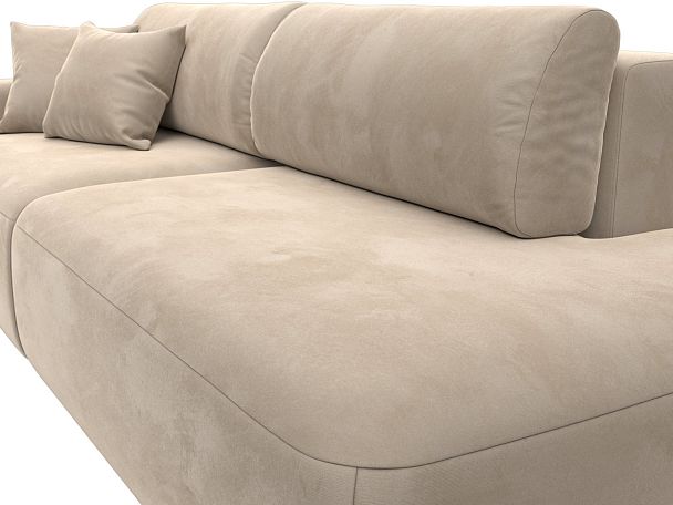 Диван прямой Лига-036 Модерн подлокотник слева Велюр бежевый - Вид 3