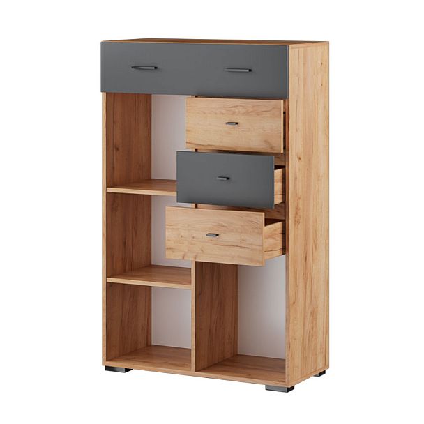 Гостиная "Дублин" Комод гикори рокфорд/графит серый - Вид 2