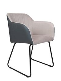 Кресло офисное / Bravo / бежевая ткань / серая экокожа - Фото предпросмотра