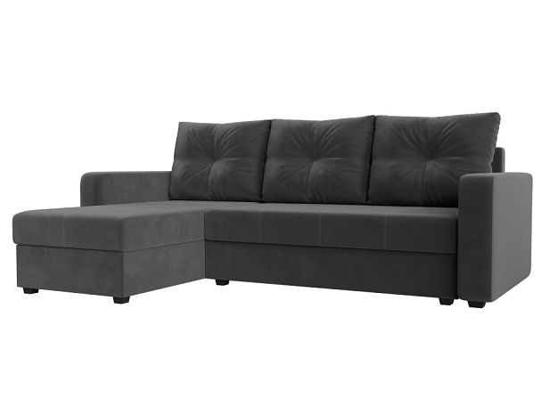 Диван угловой Ливерпуль Лайт левый угол Велюр серый - Вид 1